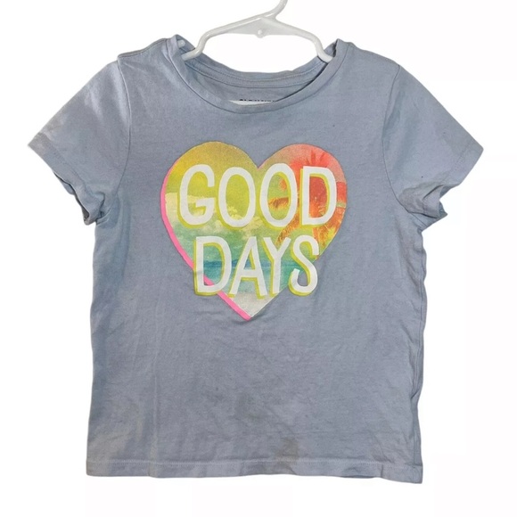 Old Navy Girls Short Sleeve T Shirt Small 6-7 Heart Graphic Good Days Positive - Picture 1 of 5